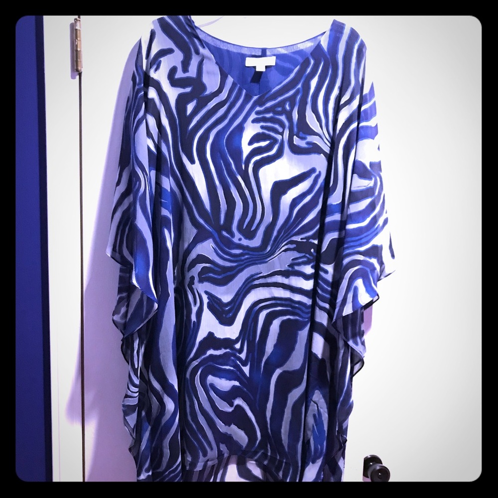 VT Luxe High Low Blue Zebra Print Maxi Dress
